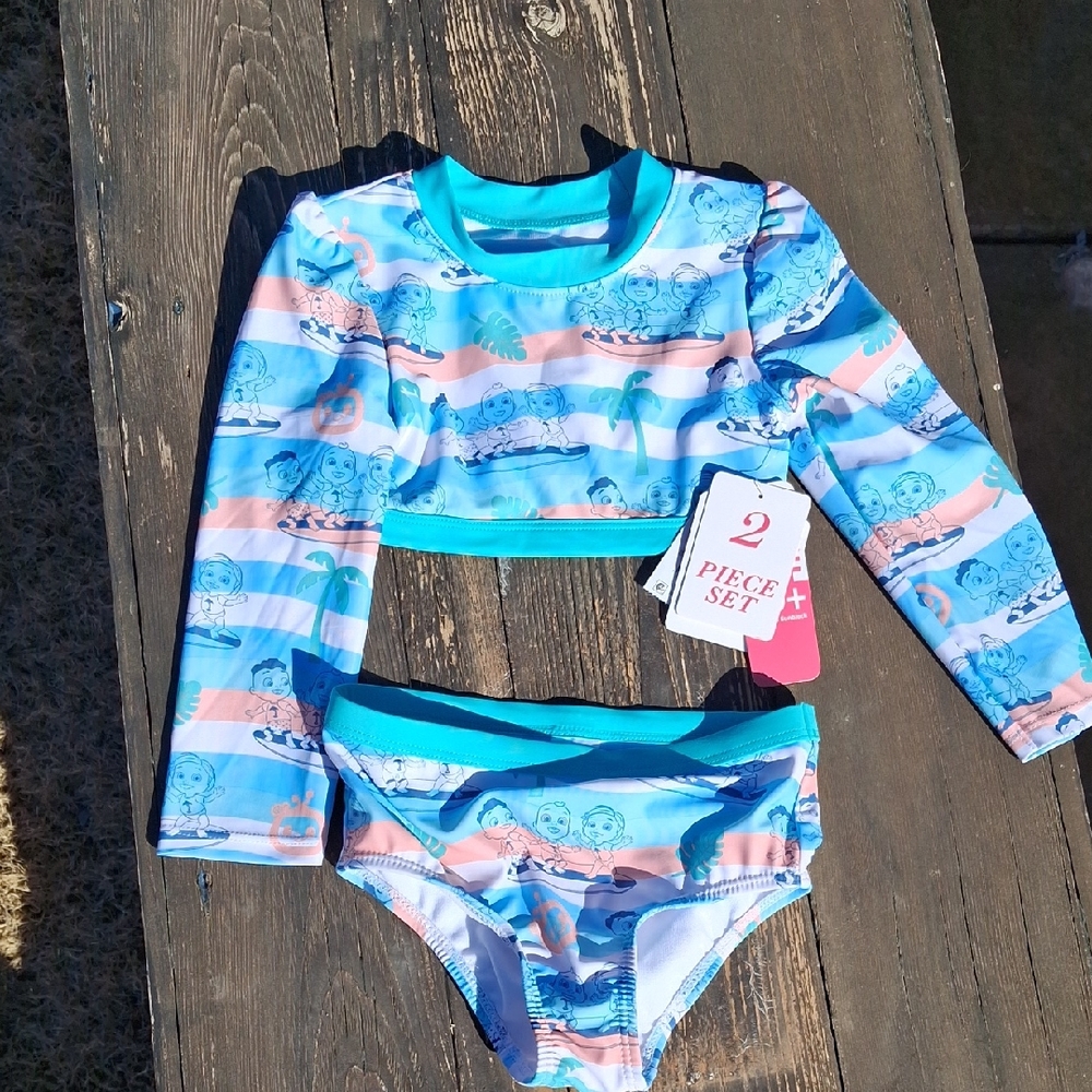 Blue and Pink Kids Rashguard Set Cocomelon 3T Top NWT Bottoms Only Worn Once